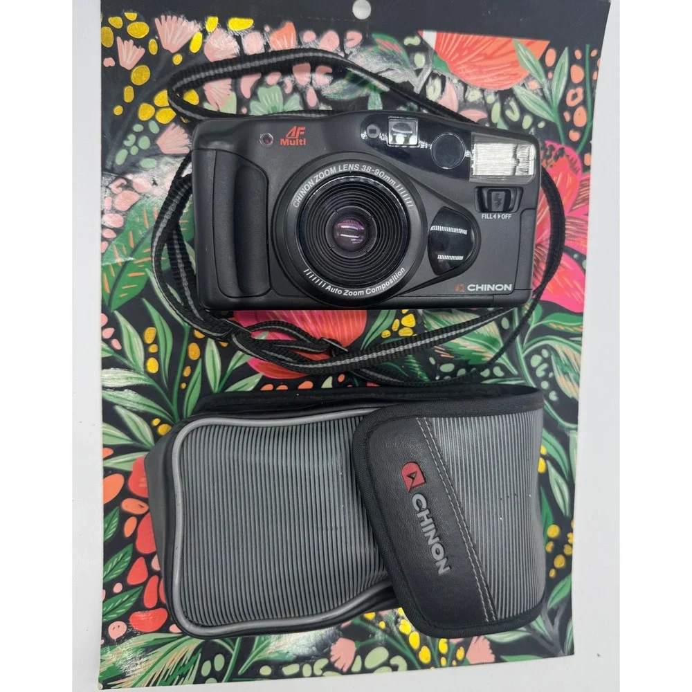 Chinon Auto 6001 35mm Film Camera 38-90mm Zoom AF Multi Point and Shoot Black